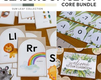 Editable Eucalyptus Classroom Decor Bundle | Classroom Setup Pack | Australian GUM LEAF Theme