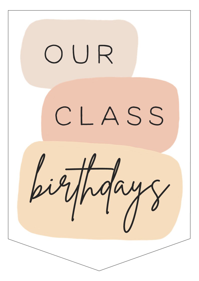 Neutral Classroom Theme Editable Class Birthday Bulletin Board Display ...