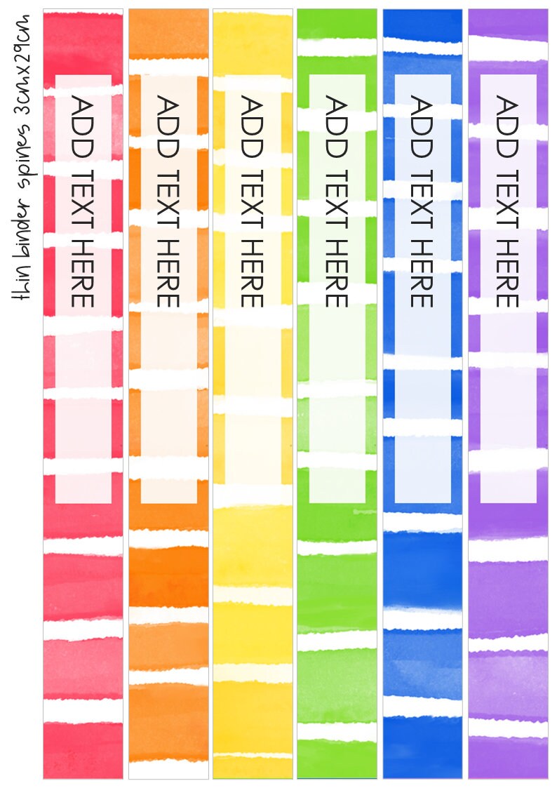 Rainbow WATERCOLOR PAINT Binder Book Covers Pack Etsy