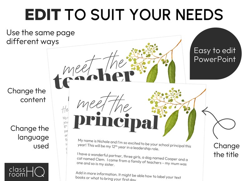 Australian Eucalyptus Theme Editable Meet The Teacher Templates and Class Newsletter Templates GUM LEAF Classroom Decor by classroomHQ