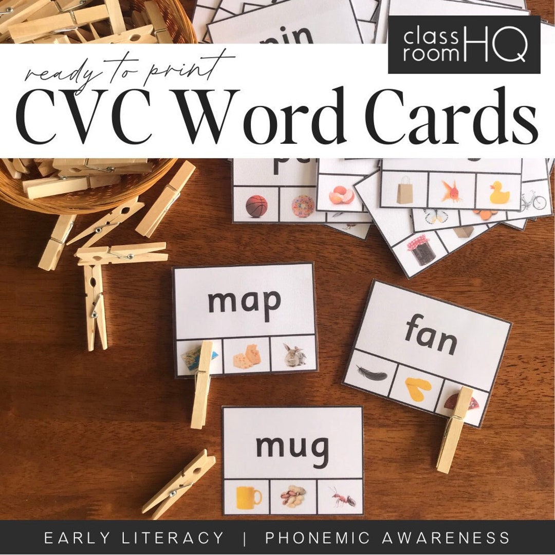 CVC Word Wall Colorful CVC Words Phonics Bulletin (Instant