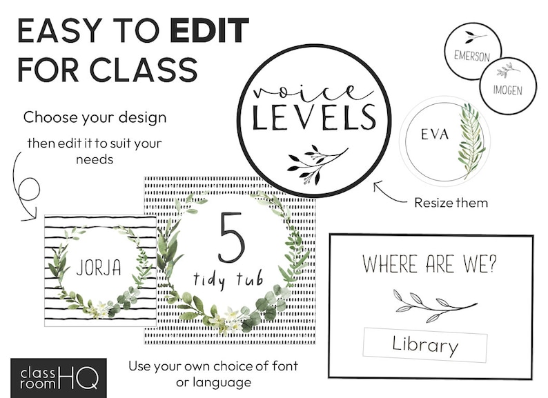 Editable Classroom Labels Neutral Botanical Decor | Classroom Signs Labels | Teacher Organisation Decor | Boho Neutral Classroom | BOTANICA image 5