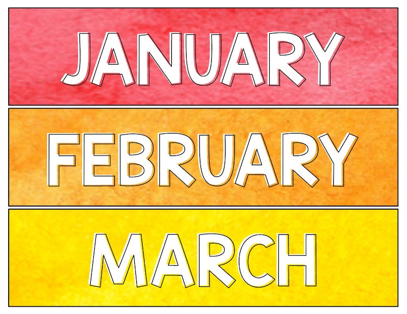 Rainbow WATERCOLOR PAINT Classroom Calendar - Etsy
