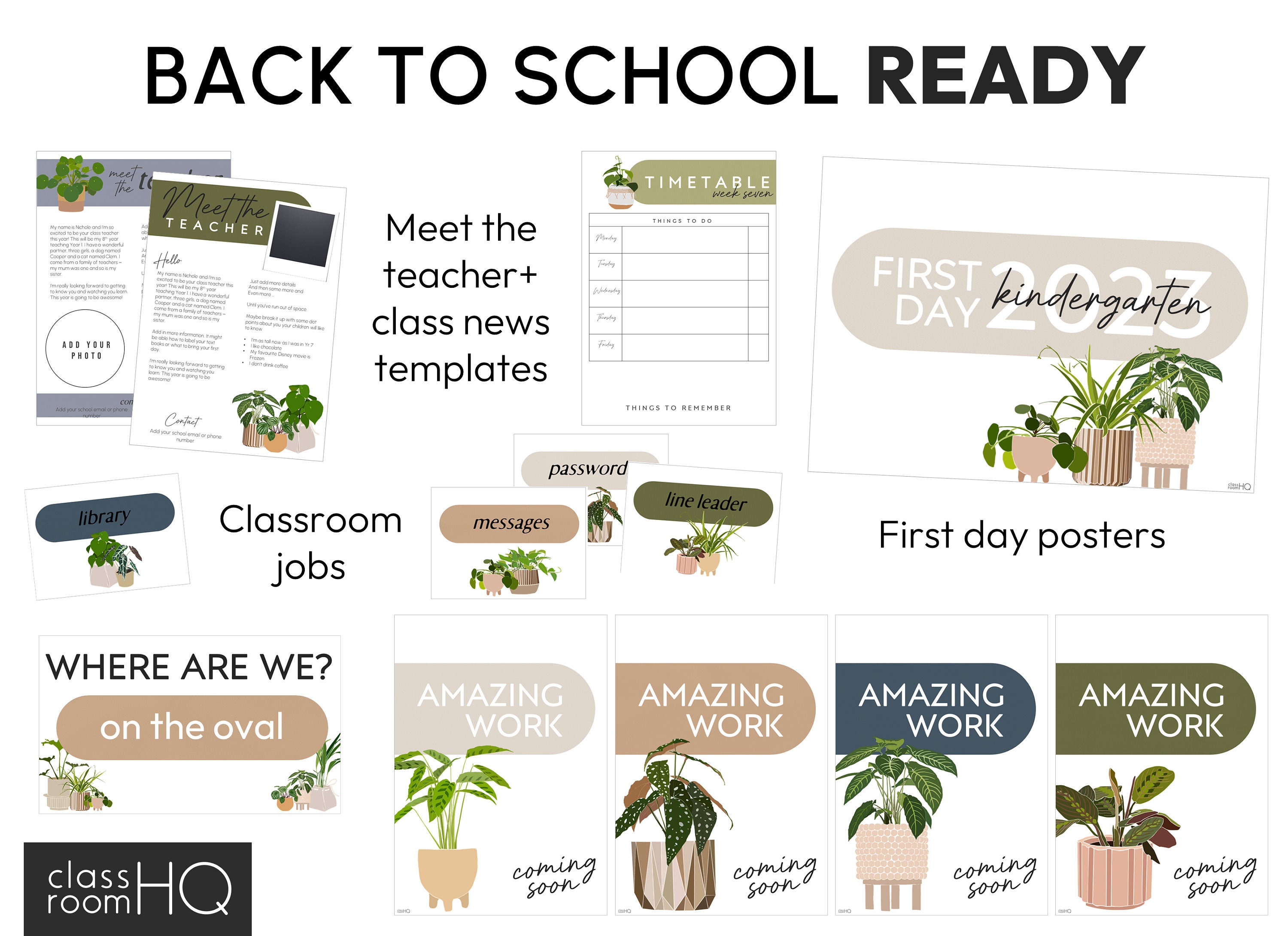 PLANT LIFE Classroom Decor Bundle | Leafy Potted Indoor Plant Classroom ...