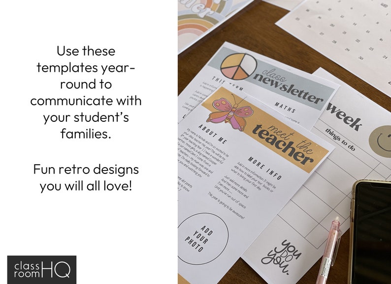 Retro Theme Vintage Rainbow Classroom Decor Editable Meet the Teacher ...