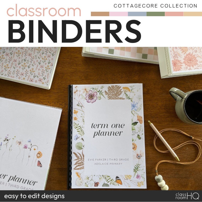 Editable Binder Covers and Spines | Teacher Binder Covers Classroom Decor | COTTAGECORE Floral Wildflower Theme | Classroom Organization image 1