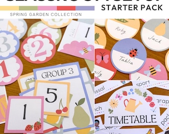 Editable Classroom Decor Starter Pack | Modern Pastel SPRING GARDEN Theme