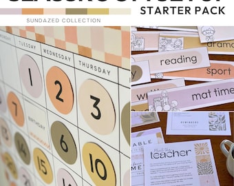 Retro Boho Classroom Decor Bundle | Editable Classroom Starter Pack | Teacher Printables | SUNDAZED