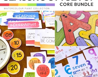 Watercolor Classroom Decor Bundle | Editable Setup + Organization Kit | WATERCOLOR PAINT Collection