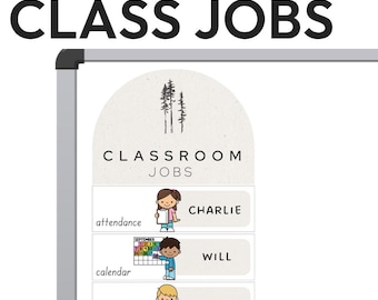 Editable Classroom Jobs Display, Class Job Chart, Woodland Classroom Decor, Job Cards, Classroom Management System | INTO THE WOODS Decor