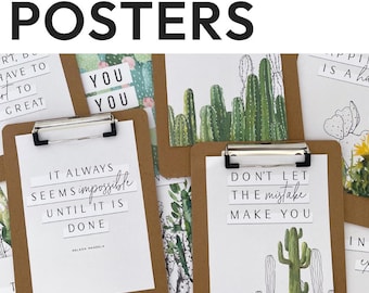 Cactus Classroom Theme Calm Classroom Decor Inspirational Growth Mindset Wall Posters | CACTUS