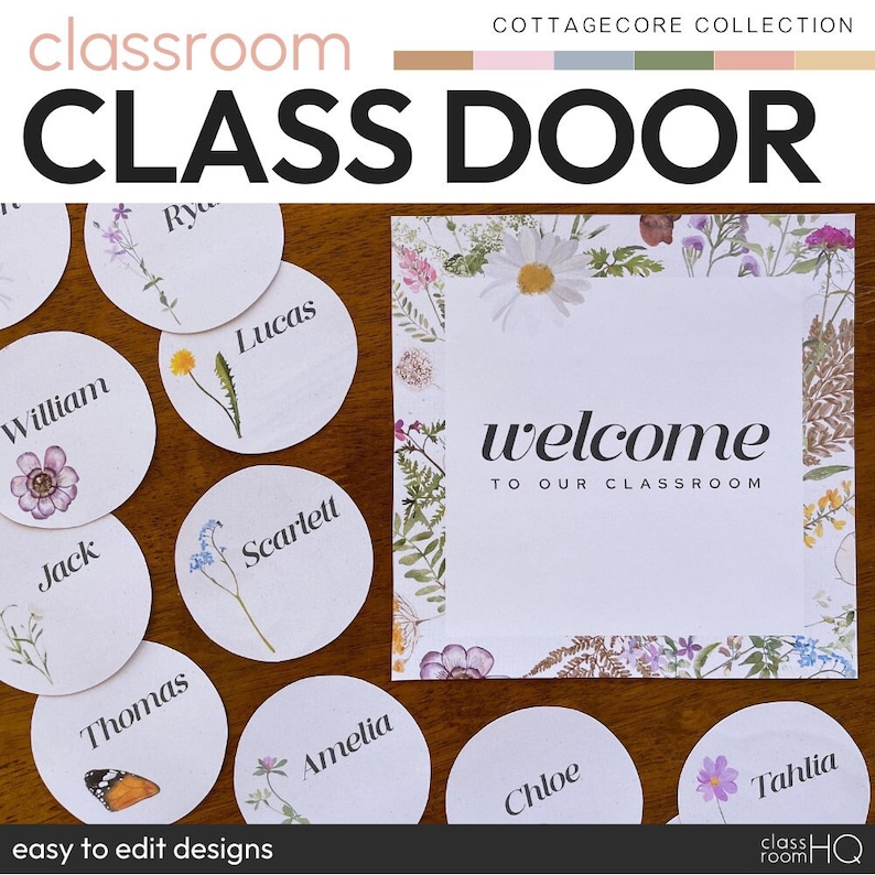 Vintage Cozy Natural Theme Class Door Decorations and Bulletin Board ...