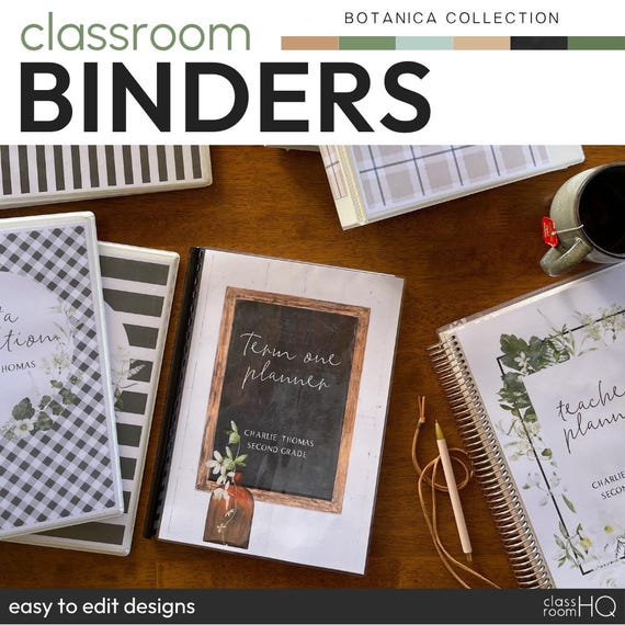Editable Binder Covers & Spines Neutral Botanical Decor | Teacher Binder Covers | Classroom Organisation Printable | BOTANICA
