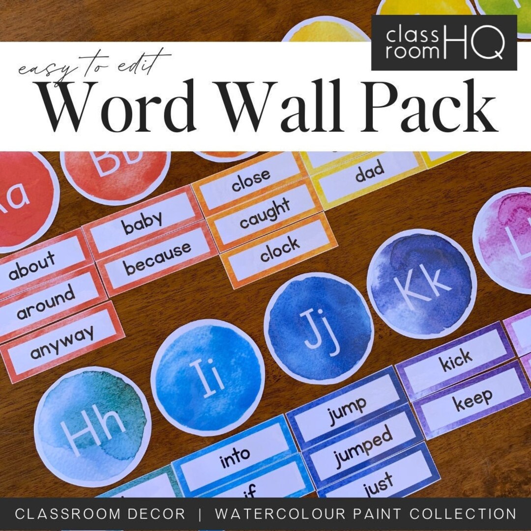 Rainbow WATERCOLOR PAINT Word Wall Pack - Etsy