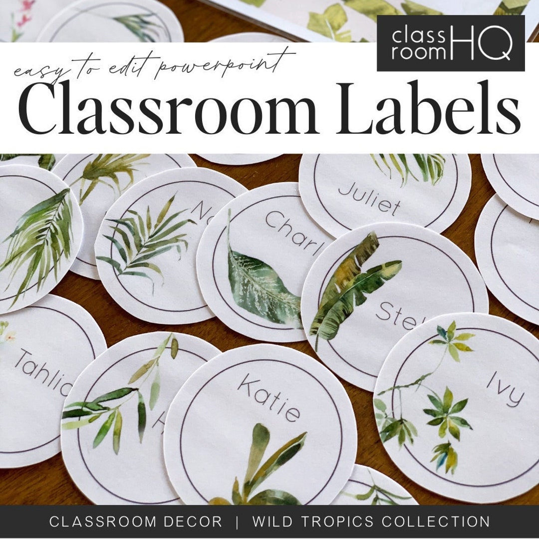 WILD TROPICS Classroom Labels Signs Pack Vintage Tropical - Etsy