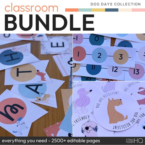 Editable Classroom Decor Bundle | Dog-Themed Classroom Theme, Editable Puppy Theme | Teacher Decor & Printables Classroom Setup | DOG DAYS