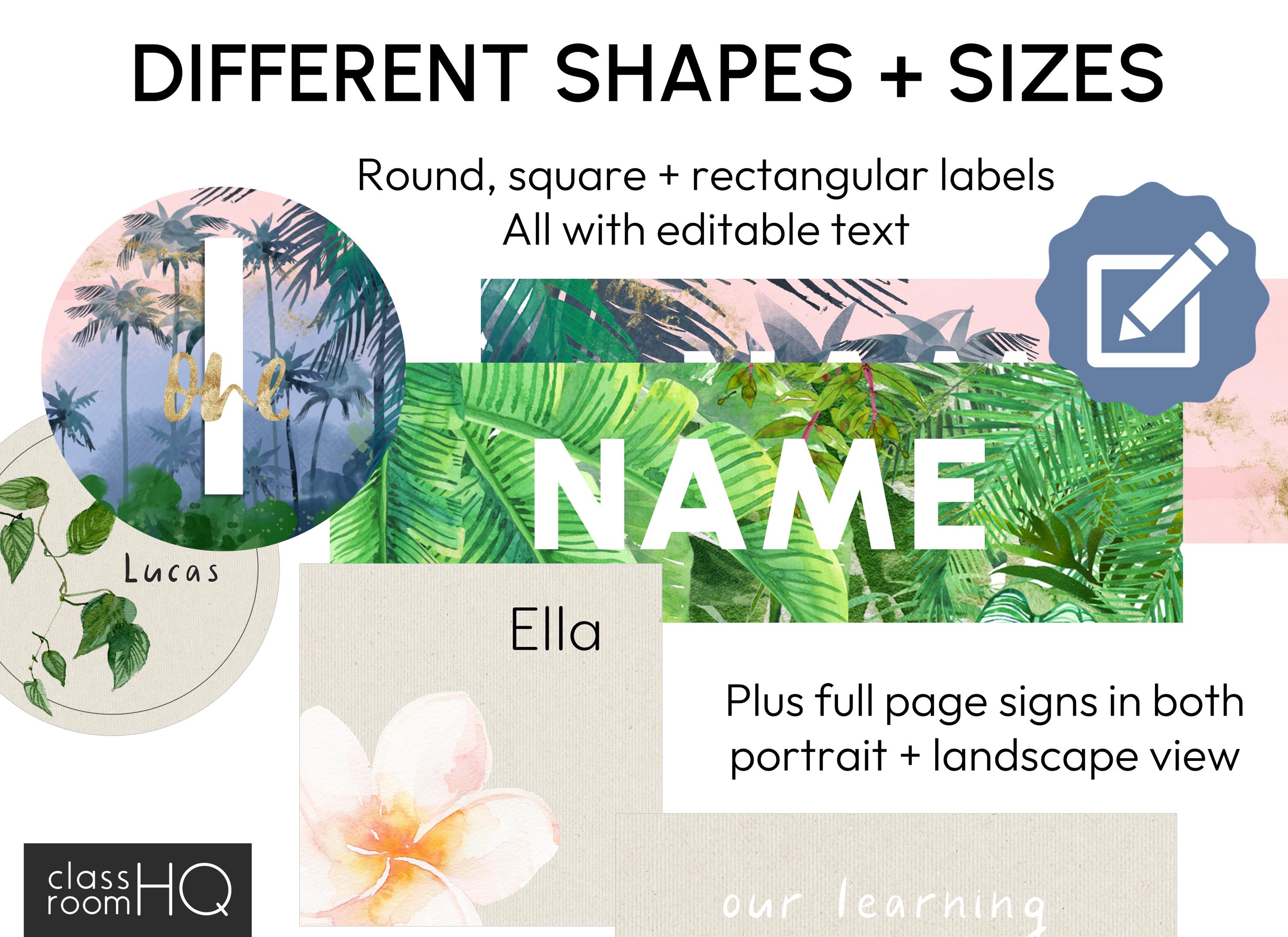 Modern Tropical Theme Editable Class Labels, Posters and Signs Pack for ...