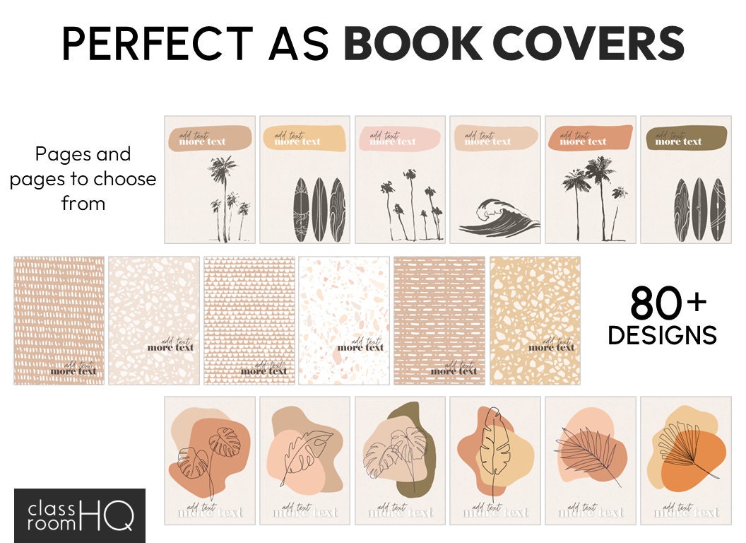 Modern Neutral Boho Theme Classroom Decor Editable Binder Covers and ...