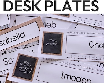 Editable Desk Name Plates Classroom | Student Desk Labels | Neutral Botanical Classroom Decor | BOTANICA