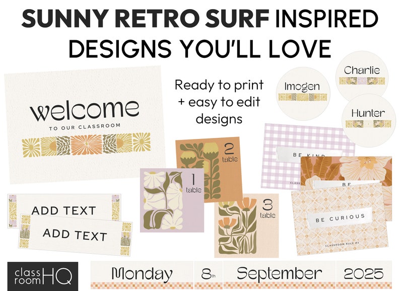 Groovy Vintage Retro Theme Classroom Decor BUNDLE | SUNDAZED Collection ...