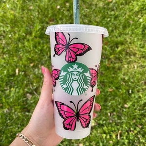 Butterfly Starbucks Cup l Personalized Tumbler l Reusable Butterfly Starbucks l Venti Cold Cup