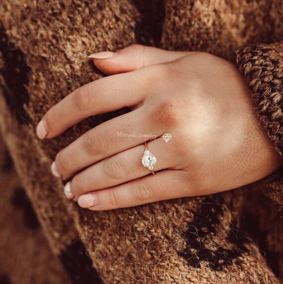 1 CT Oval Cut Moissanite Diamond Ring Engagement Ring Solitaire