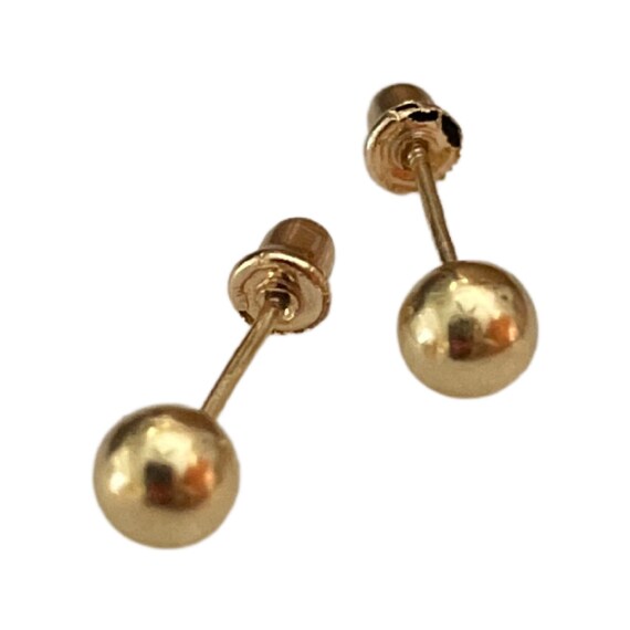 14k Solid Gold Ball Earrings 4MM Free Shipping Etsy