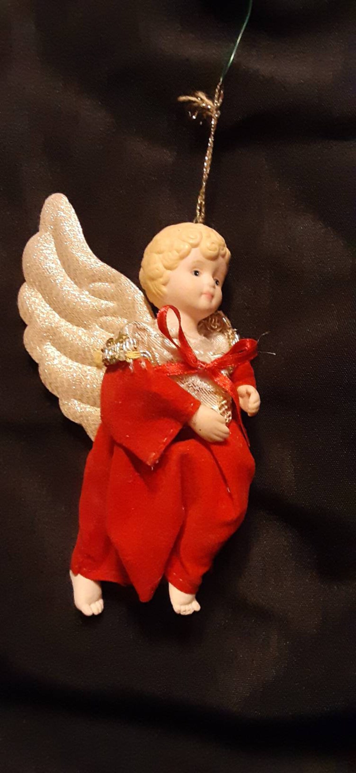 Vintage Ceramic Angel Christmas Tree Ornament circa early Etsy