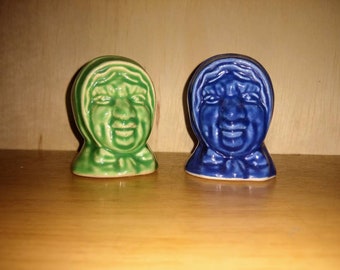 Vintage Ceramic Old Lady Salt Pepper Shakers  Babuska Scarf