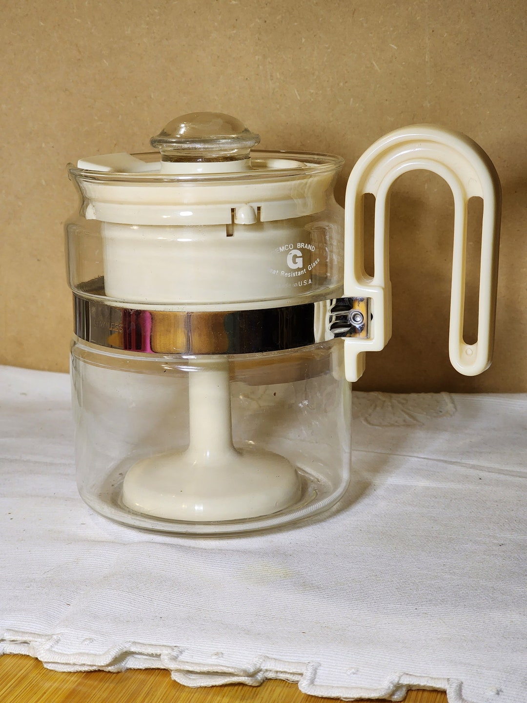 Vintage Gemco Glass and White Percolator Coffee Pot New Etsy