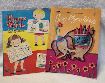 1967 Vtg Whitman Set Of Two Coloring Book Color and Rhyme Clean Unused Conditio