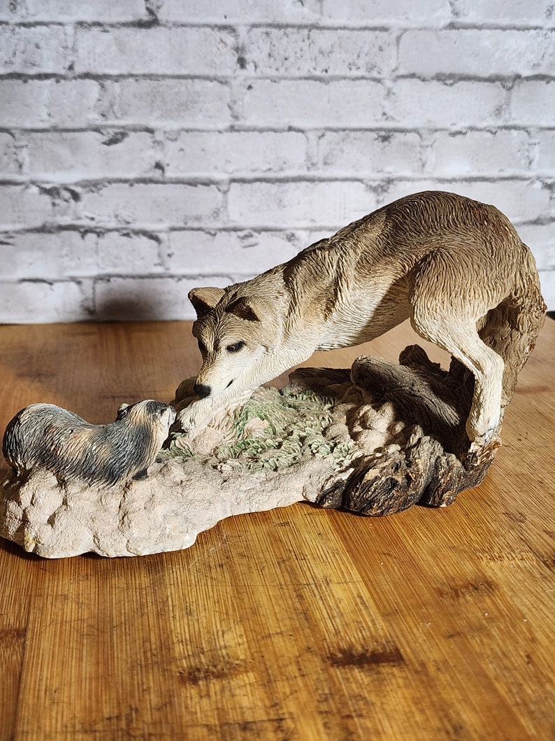 Vintage 1994 Living Stone Inc. Wolf the Stand off Grandpa Etsy