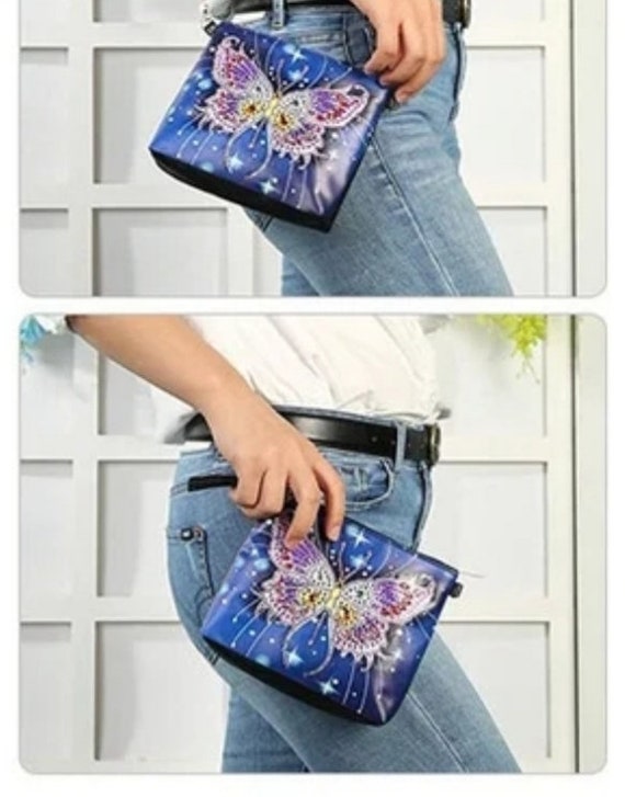 5D Diamond Painting Butterfly Flower Leather Crossbody Chain Bags
