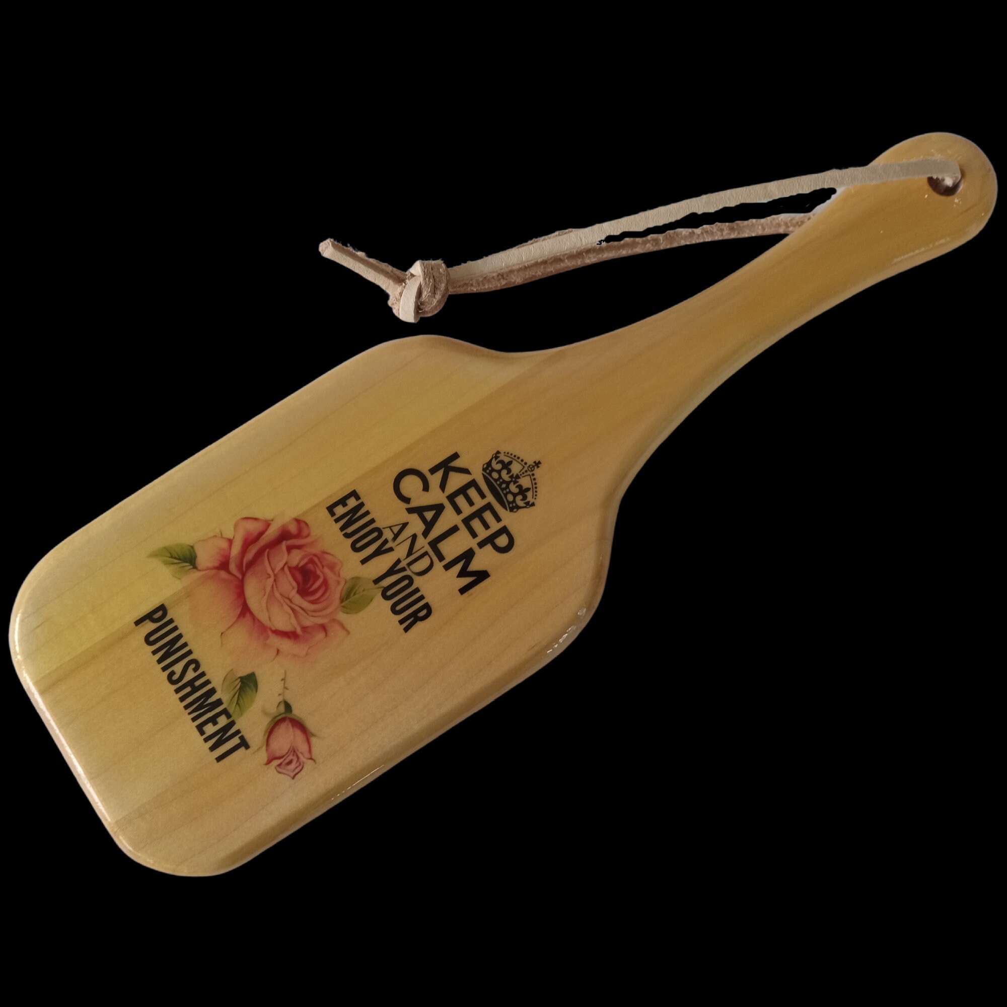 XL brush size "Keep Calm & Enjoy Punishment" wood paddle 11-3/4" x 3-3/4" x 1/2"