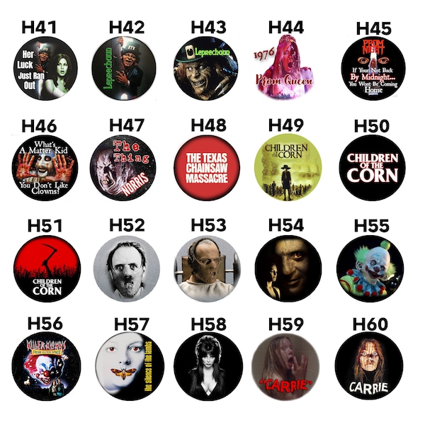 Horror movie 1.5" pinback buttons collection 2