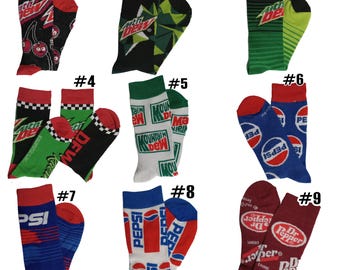 Soda Pop Themed silly crew socks