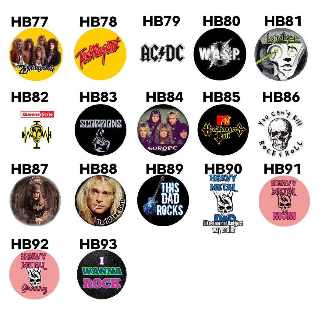 80s Hair Metal Bands 1.5 Pinback Buttons Collection 3 Etsy