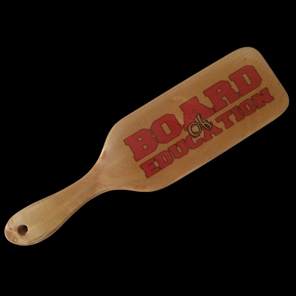 Maple wood spanking paddle 13-3/4 x3-1/2 x 5/8" pink "Board of Education"