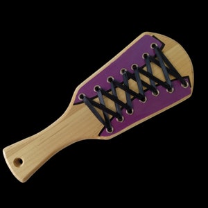 Maple wood spanking paddle 12&quot; x 4-1/2&quot; x 1/2&quot; purple corset