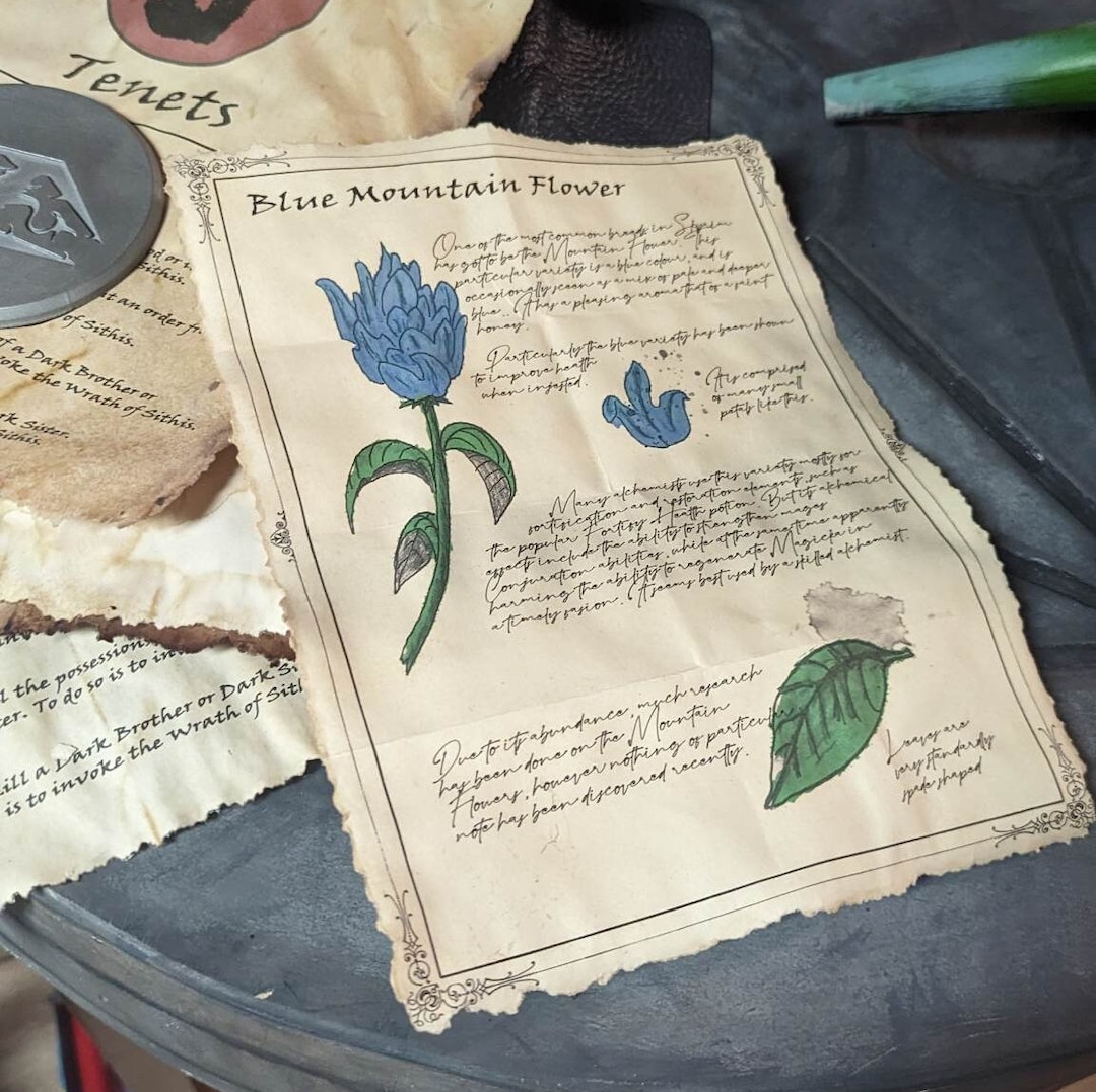 Skyrim Inspired Blue Mountain Flower Ingredient Reagent Alchemy Etsy