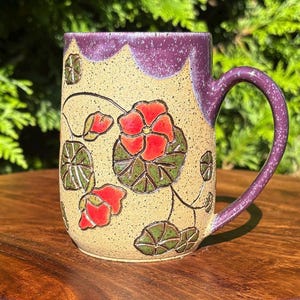 16 oz Handmade Ceramic Mug, Stoneware Mug, Wheel Thrown Ceramic Mug, Handmade Pottery, Ceramic Coffee Cup, Heart Mug,