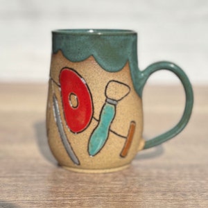 13 oz Handmade Ceramic Mug, Stoneware Mug, Wheel Thrown Ceramic Mug, Handmade Pottery, Ceramic Cup