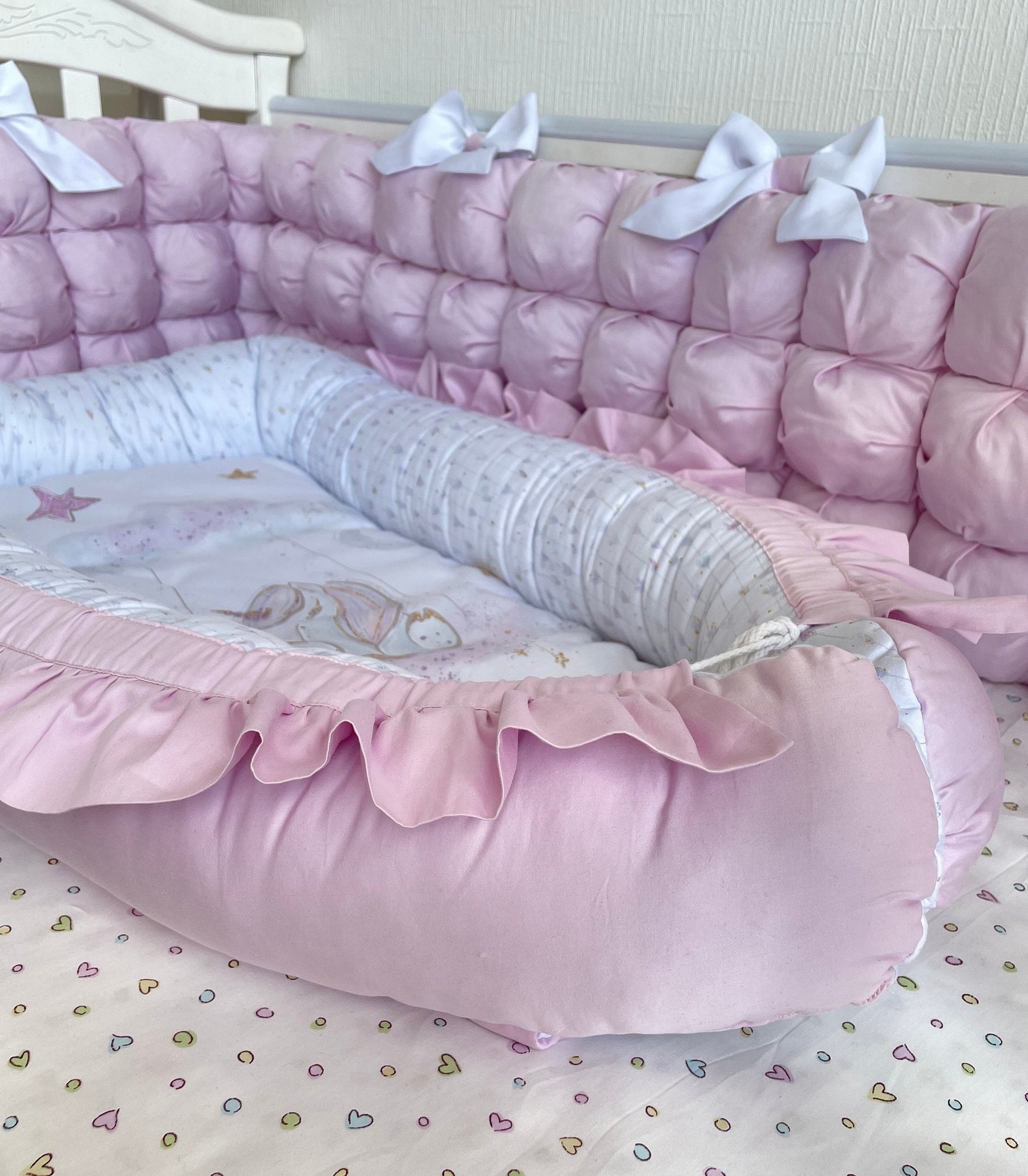Dusty rose crib bedding set for a nursery girl bubble Etsy