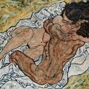 Egon Schiele The Embrace Print: Expressionist Lovers Art (Digital Download)