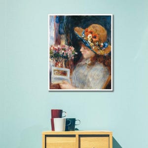 Lámina de Renoir "Chica leyendo": arte mural impresionista francés vintage imagen 4