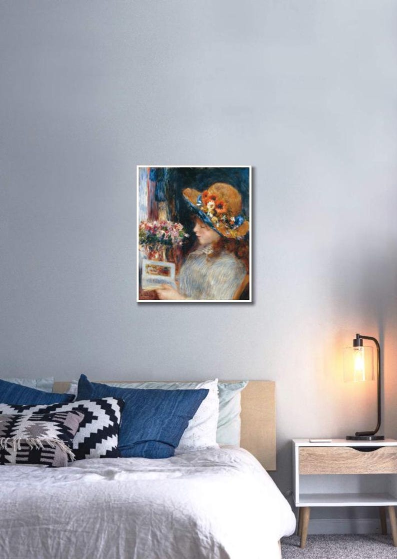 Lámina de Renoir "Chica leyendo": arte mural impresionista francés vintage imagen 2