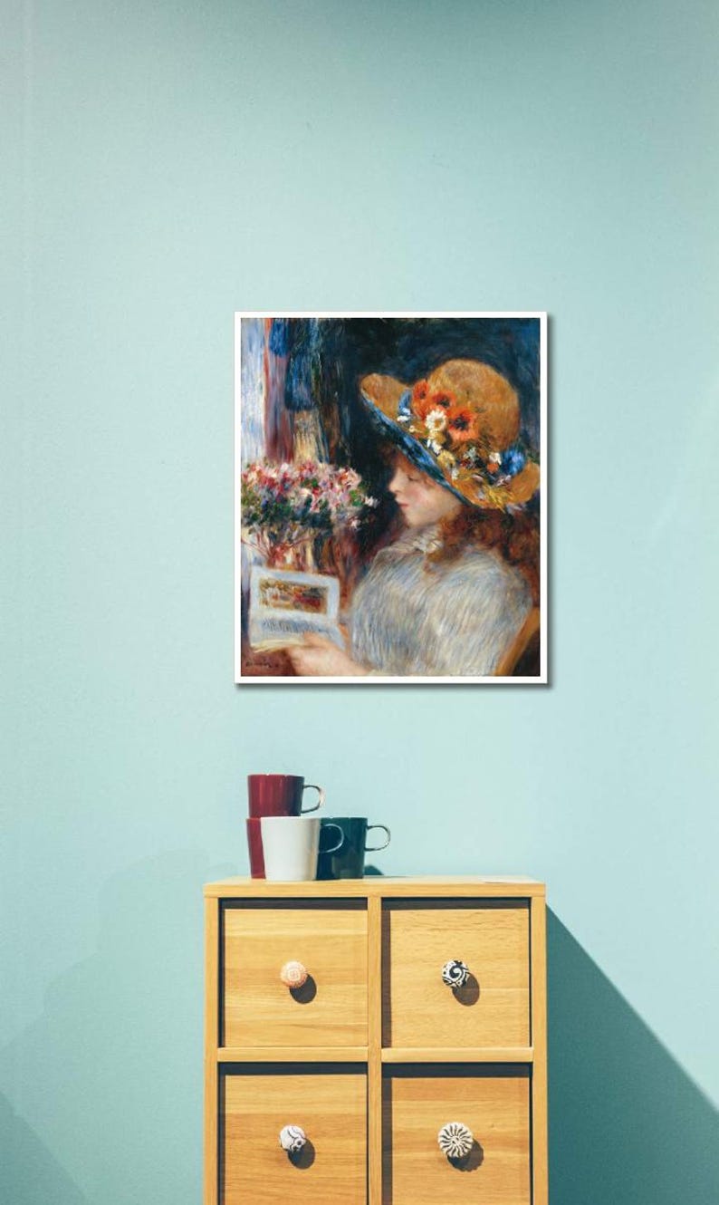 Lámina de Renoir "Chica leyendo": arte mural impresionista francés vintage imagen 6