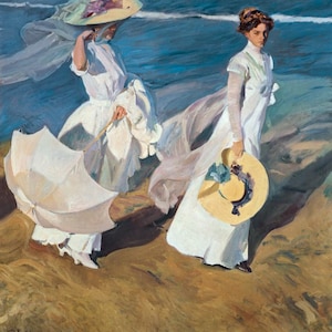 Joaquin Sorolla Coastal Print: &quot;A Walk by the Sea&quot; Beach Scene (Digital Download 16x20in
