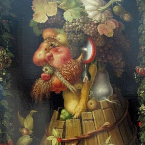 Stampa artistica di Giuseppe Arcimboldo, ritratti surreali di frutta e verdura, decorazione da parete botanica del Rinascimento italiano, regalo unico per gli amanti dell'arte