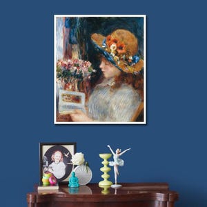 Lámina de Renoir "Chica leyendo": arte mural impresionista francés vintage imagen 9